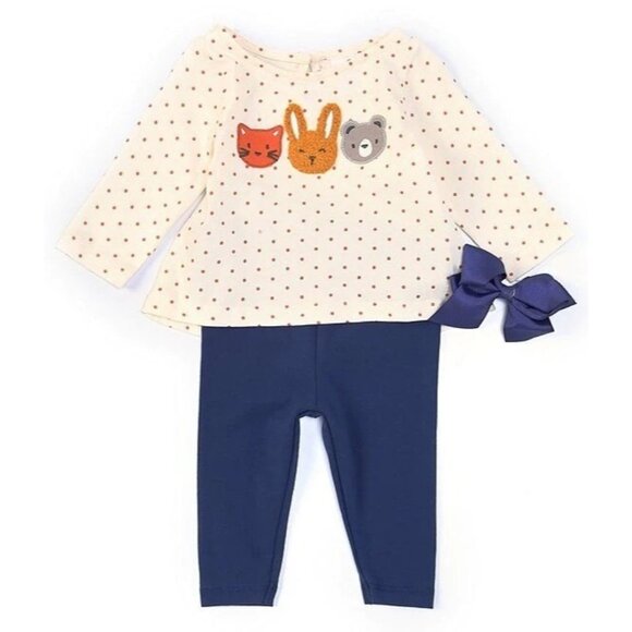 Starting Out Baby Girl 6 Month Long Sleeve Animal Dot Top and Legging Outfit 6M - Picture 1 of 3